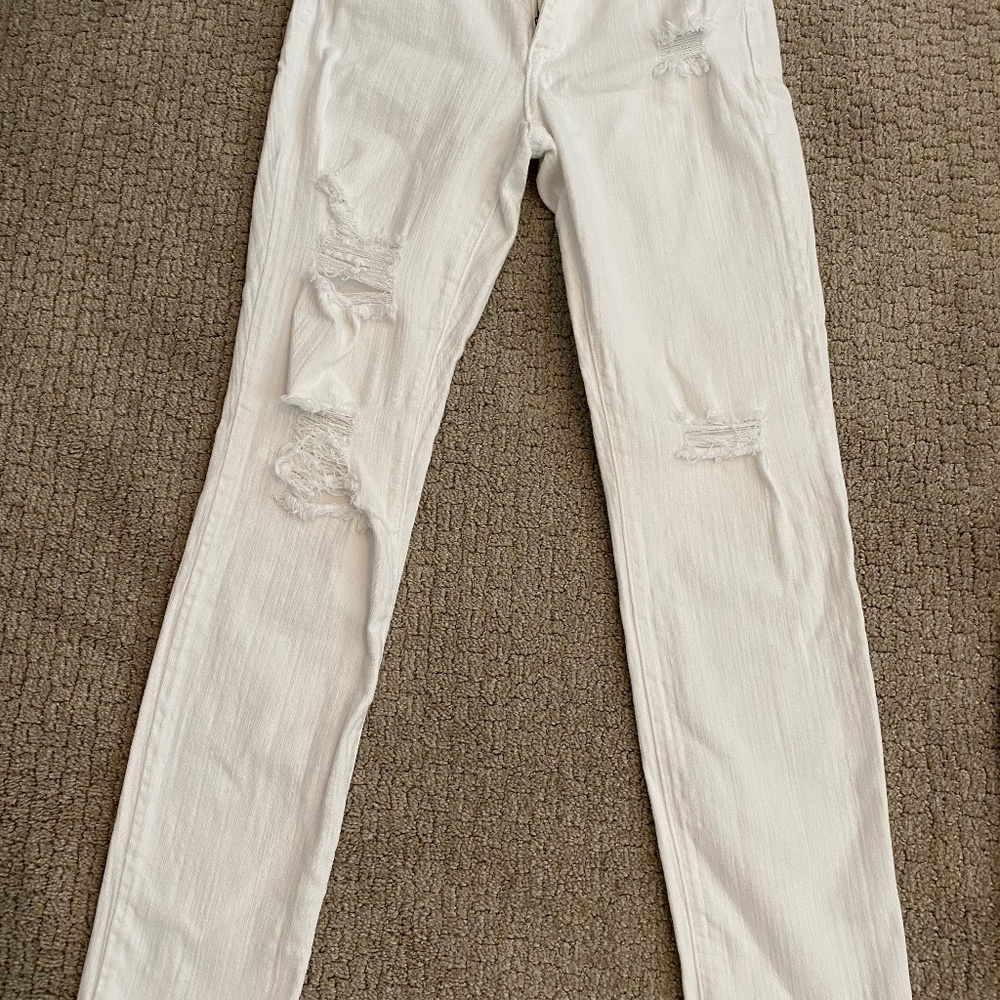 Pistola High Rise Skinny Distressed White Denim Jeans Size 27